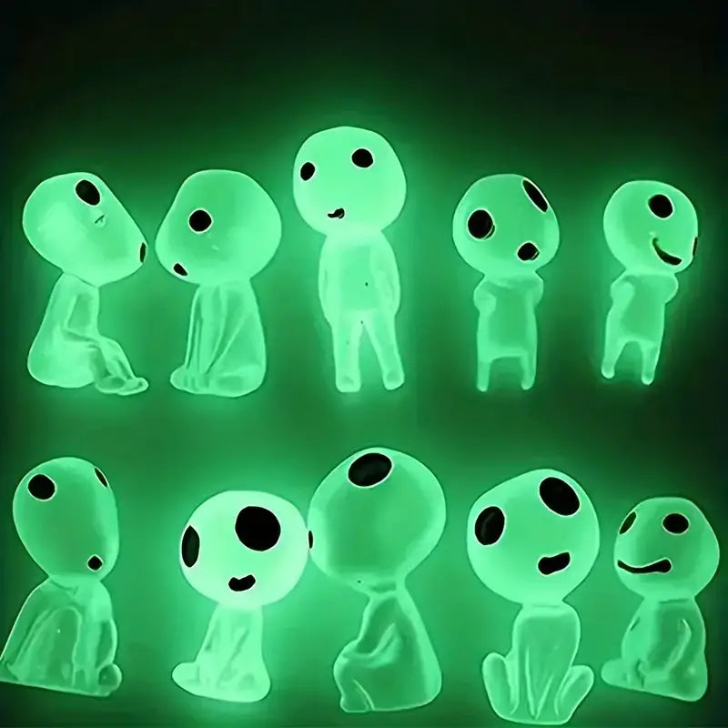 Glow in the dark forest elves glass miniature figurines 10pc set