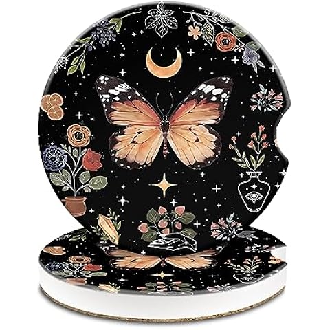 Swanky Butterfly 2-Pack Car Cup Holder Coaster Set WaterProof