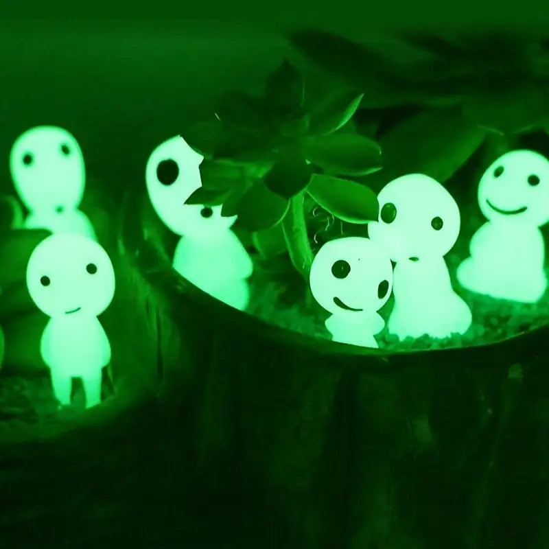 Glow in the dark forest elves glass miniature figurines 10pc set