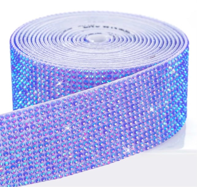 Swanky Deep Purple AB Self Adhesive Rhinestone Ribbon 1.18" Wide 3 Yards