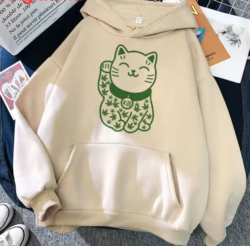 Lucky Weed Cat Hoodie