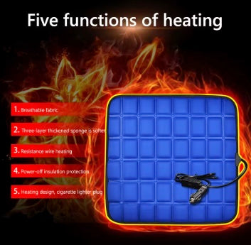 Swanky 12V Car Seat Heated Cover 3 Gear Adjustable Temperature Electric Heating Pads 5V USB