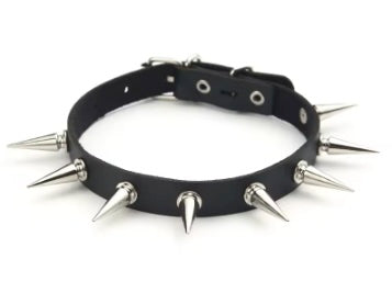 Faux Leather Spiked Choker