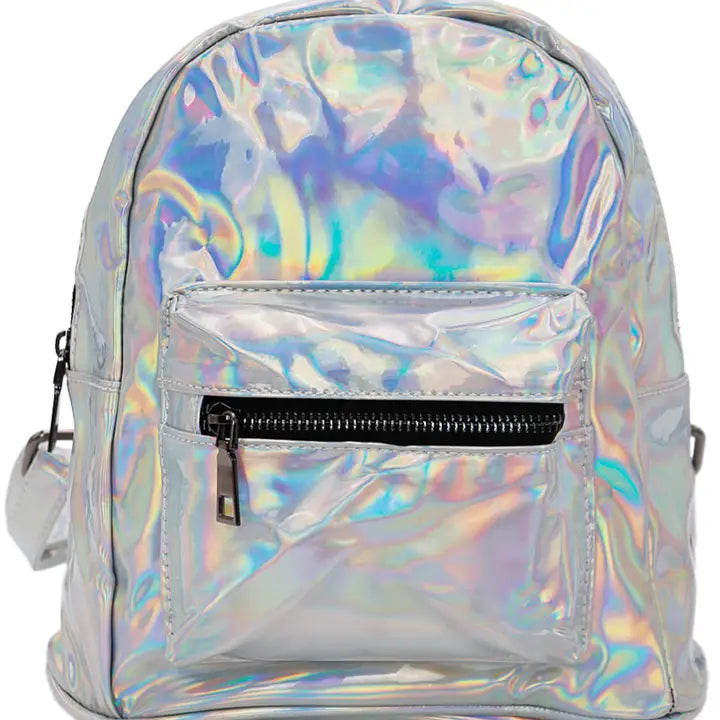 Shiny Retro Rave Festival Metallic Gloss Backpack