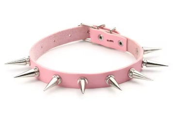 Faux Leather Spiked Choker
