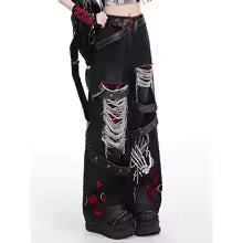 Wicked Punk Y2K Style Ripped Jeans