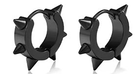 Wicked Punk Stainless Steel Spiked Hoop Earrings