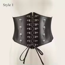 Wicked Punk Skull Corset Style Tie Up Belt