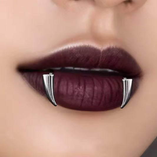 Wicked Punk Vampire Fangs 2 Piece Lip Ring Set