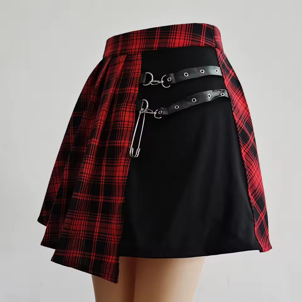 Wicked Punk Plaid Punk Style Mini Skirt